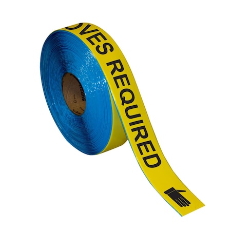 Superior Mark Floor Marking Message Tape, 2in x 100Ft , GLOVES REQUIRED IN-40-719I